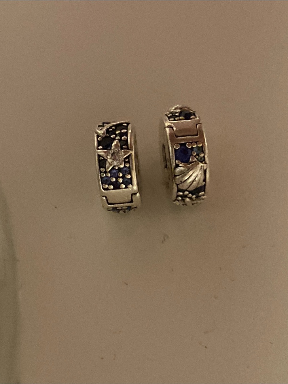 PANDORA Sterling Silver Sea-Themed Spacer Clips with Blue Accents